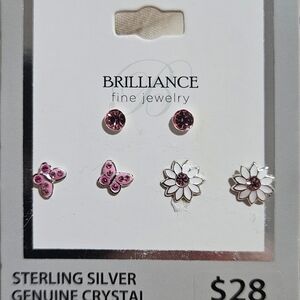 Brilliance Sterling Silver Earrings with Genuine Crystals